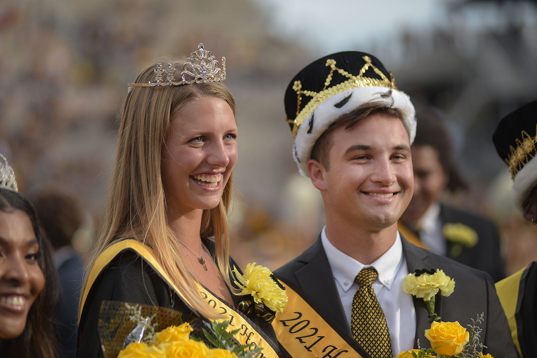Madison Herweck and Dylan Hood pose for a picture after being crowned homecoming royalty